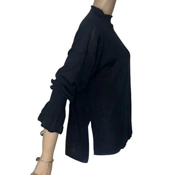 NWT Wolford Cashmere Loose Top Long Sleeves XS Black